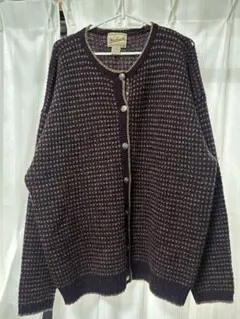 ヴィンテージ　90s Woolrich バーズアイ　ウールカーディガンXL