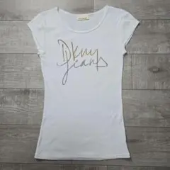 DKNY JEANS グラデーションロゴ半袖カットソー ホワイトM