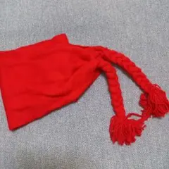 【古着】おさげマフラー 赤 子供用