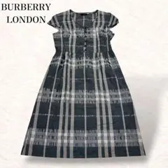 バーバリーロンドン シャドーチェック　シャツワンピース ベルト付 黒 40 バーバリーロンドン シャドーチェック シャツワンピース ベルト付 黒