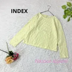 美品✨INDEX 花柄刺繍　レース　長袖　ブラウス　L タイト　イエローのサムネイル