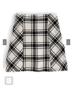 バックリボンツイードチェックミニスカートアイボリー [gm699]