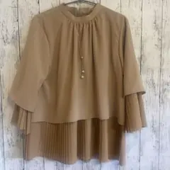 値下げ 1回着 美品 ブージュルード ベージュ プリーツ付き チュニック 7分袖