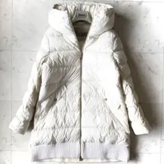 美品 ヘルノ HERNO 背中ウール切替 ダウンコート 44 オフホワイト