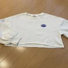 GLOBAL WORKクロップド丈長袖カットソー ショート丈トップス