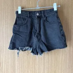 デニムショートパンツ カットオフ ブラックのサムネイル