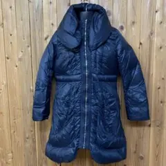 COMME CA ISMダウンコートLネイビー軽量ロング丈　美シルエット