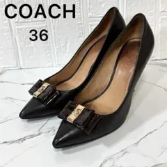 COACH コーチ リボン ヒールパンプス 36 23cm ブラック