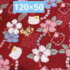 HELLO KITTY キティちゃん　ハイビスカス　平成レトロ　レッド　生地