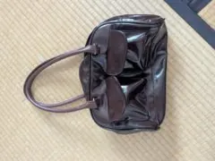 ダークブラウン ハンドバッグ 2ポケット付き