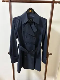COUP DE CHANCEレディーストレンチコートネイビーサイズ36裏地あり