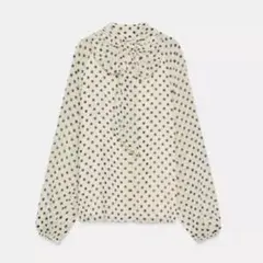 ZARA リボン付きドットプリントブラウス