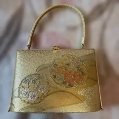 和装用バッグ 金色 花柄刺繍