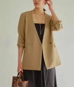 定番人気 ガリャルダガランテ ジャージージャケット ノーカラー ベージュ 美品