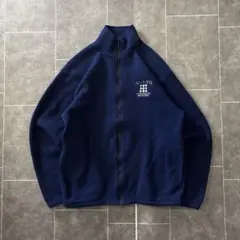 AUBURN ワンポイントロゴ フリースジャケット ジップアップ M ネイビー