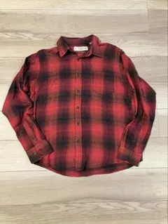 90s00s ネルシャツ　オンブレ　長袖シャツ 黒赤