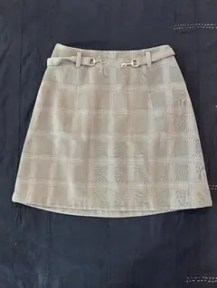 グレー系チェック柄ミニスカート ベルト付き one way