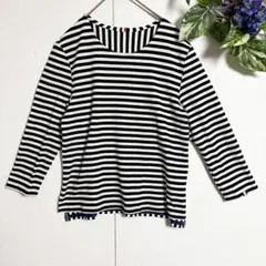 美品/フォロー割/夏秋服✨ジョルジュレッシュ 長袖カットソー S ボーダー柄のサムネイル