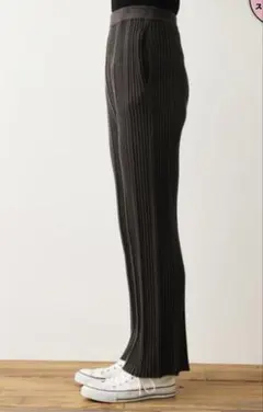 RODEO CROWNS パンツ ダークグレーランダムリブニットパンツ