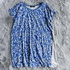 zucca 花柄ジャガードチュニックTシャツ　コットン　前後切替デザイン　Mのサムネイル