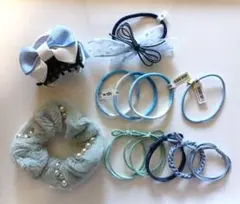 ヘアアクセサリー　ヘアゴム《青色》まとめ売り★