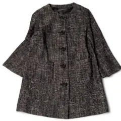 グリーンレーベルリラクシング　ノーカラーラメツイードジャケット　アウター　羽織