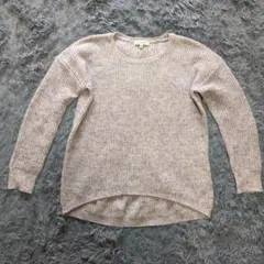 グローバルワーク ニット M ウール モヘヤ混 メランジ ラウンドヘム 紫