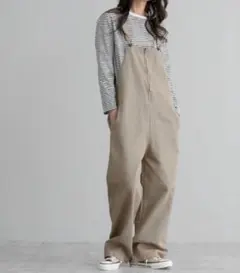 サロペット デニム オールインワン キャミワンピオーバーオール　M モカ