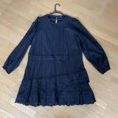 ZARA ブラック 長袖 ひざ丈ワンピース L