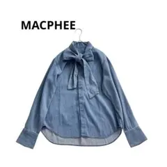 MACPHEE マカフィー　コットンレーヨンデニム ボウタイブラウス