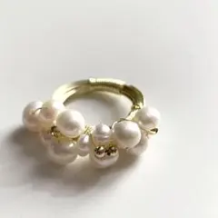 淡水バロックパール　ワイヤーリング