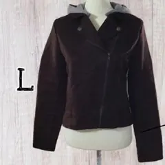 アウター フード付きライダース風 ジャケット L サイズ/USED
