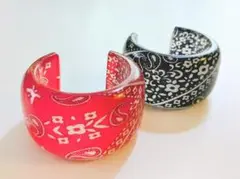 【BEAMS】バンダナ柄アクリルバングル 2個セット