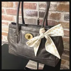 コーチ レザートートバック　マデリン　ターンロック　リボンスカーフ　12482