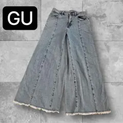 GU ライトブルー ワイドレッグデニム⑨