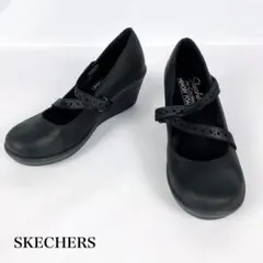 ✨大人気✨SKECHERS 22cmウェッジソール　メリージェーンパンプス 黒のサムネイル