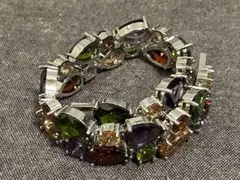 マルチカラーストーン ブレスレット カラーストーン シルバーカラー金具 カラフル