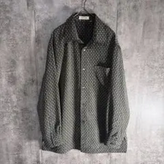 日本製 CLEVER 総柄シャツ M 幾何学 小紋柄 レトロ 長袖 古着