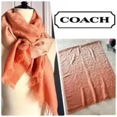 NO.8-118 COACH グラデーションストール　ピンク　ウールシルクのサムネイル