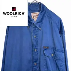 90s WOOLRICH 長袖ボタンダウンシャツ 青 ウールリッチ メンズ M