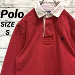 Polo by Ralph Lauren 長袖 ラガーシャツ ポニー刺繍ロゴ 赤