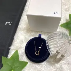 4℃ K10 ネックレス　ゴールド　美品　箱付き　お洒落　ラインストーン