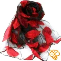 レディース　ストール　春　大判　黒　赤　レース　結婚式　オケージョン　リーフ柄