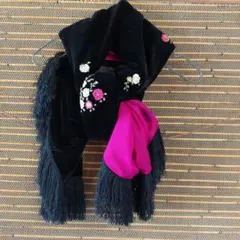昭和レトロ⭐Matuya⭐黒ベルベット刺繍ストール⭐洋装、和装兼用⭐希少