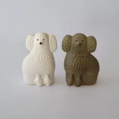 リサラーソン　プードル　グレー・ホワイト2点セット