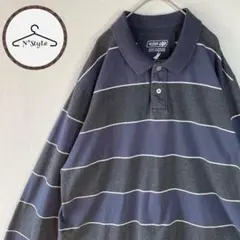 長袖ハーフボタンシャツ　ボーダー　XXL オーバーサイズ　ゆるだぼ　輸入古着