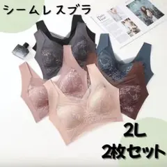 新品　シームレスブラ　2枚セット　ワイヤレス　ナイトブラ　育乳　ナイトブラ　２Ⅼ