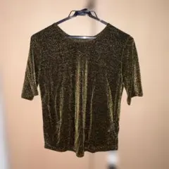 JEANASIS 半袖　Tシャツ　黒　ゴールドラメ　シアーシャツのサムネイル