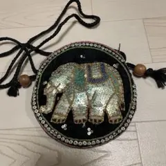 象のビーズ刺繍ポーチ［インド小物］
