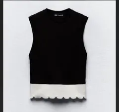 ZARA ノースリーブトップス L 黒/白